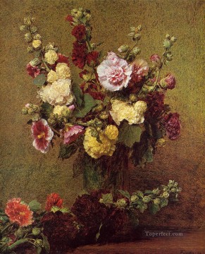  Fantin Oil Painting - Holly hocks flower painter Henri Fantin Latour